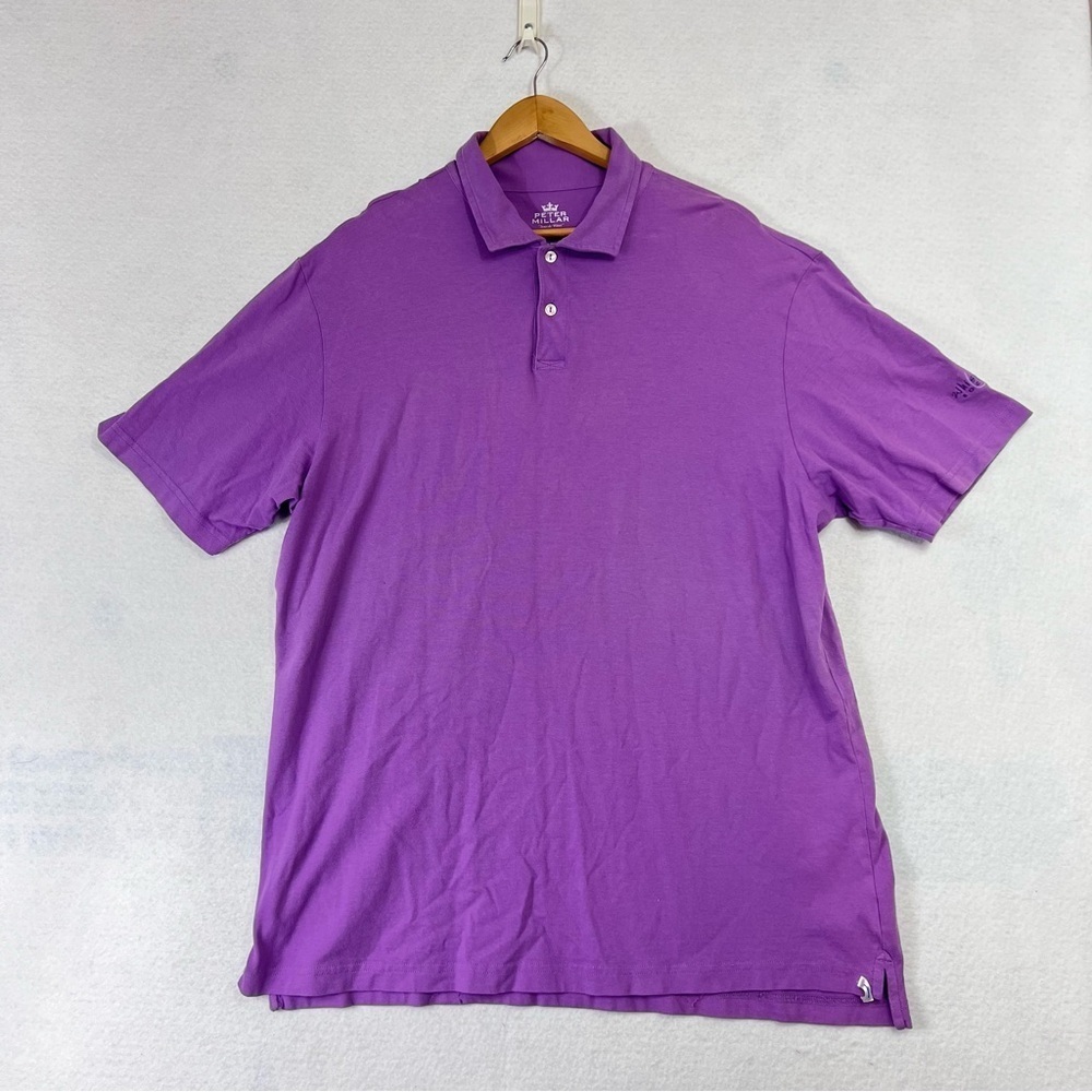 Peter Millar Polo Seaside Wash XL Solid Purple Short Sleeve Whisper Rock Golf